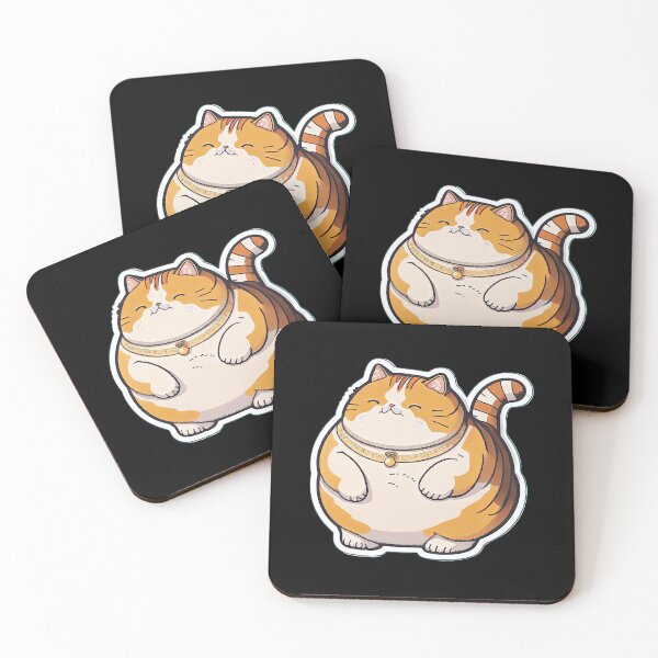 Item preview, Fat Cat Funny Obese Animals Cartoon Anime Style designed and sold by AnimalArtPhotos.