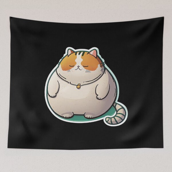 Item preview, Cute Fat Cat Funny Obese Animals Cartoon Anime Style designed and sold by AnimalArtPhotos.