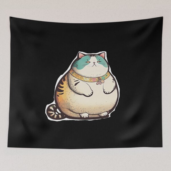 Item preview, Funny Cute Fat Cat Obese Animals Cartoon Anime Style designed and sold by AnimalArtPhotos.