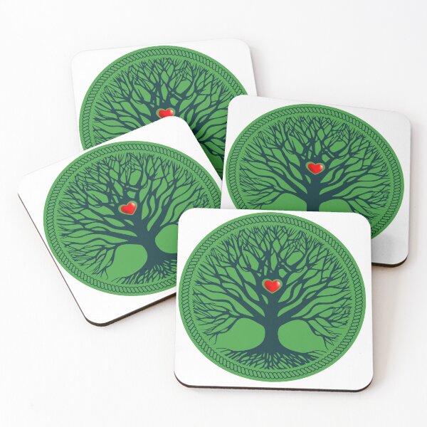Item preview, Silhouette of a large branched tree in a circle of rope, red heart in the center designed and sold by GAleksS.
