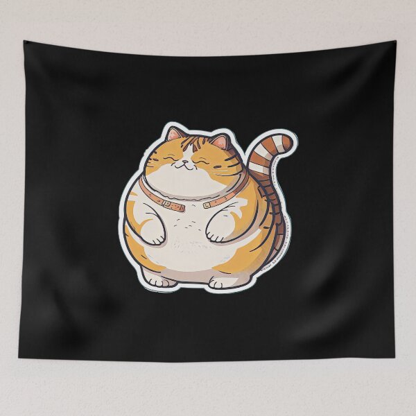 Item preview, Fatest Cat Obese Animals Cartoon Anime Style designed and sold by AnimalArtPhotos.