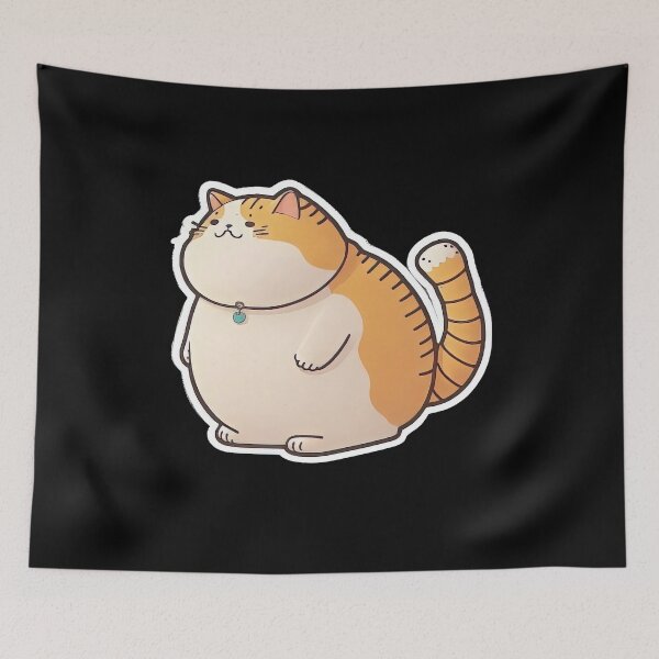 Item preview, Fat Cat Funny Cartoon Anime Style Animals designed and sold by AnimalArtPhotos.