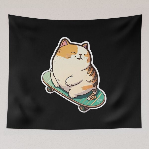 Item preview, Cool Cat Skateboarding Cute Cartoon Anime Style Kitten designed and sold by AnimalArtPhotos.