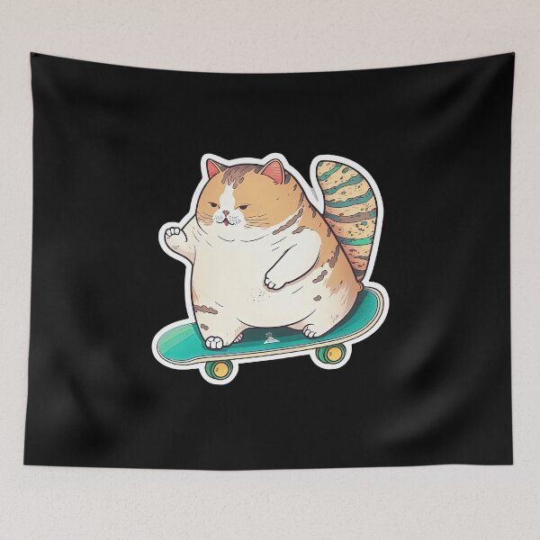 Item preview, Cat Skateboarding Cute Cartoon Anime Style Kitten designed and sold by AnimalArtPhotos.