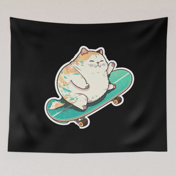 Item preview, Fun Cat Skateboarding Cute Cartoon Anime Style Kitten designed and sold by AnimalArtPhotos.