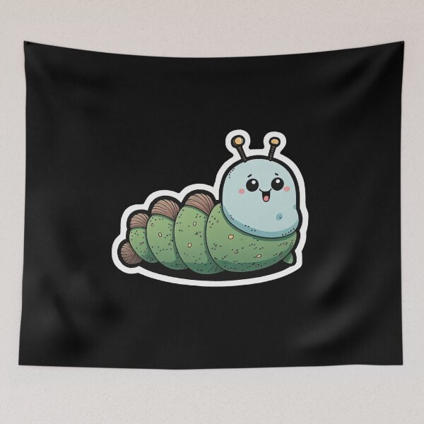 Item preview, Cute Caterpillar Very Happy Cartoon Anime Insect designed and sold by AnimalArtPhotos.