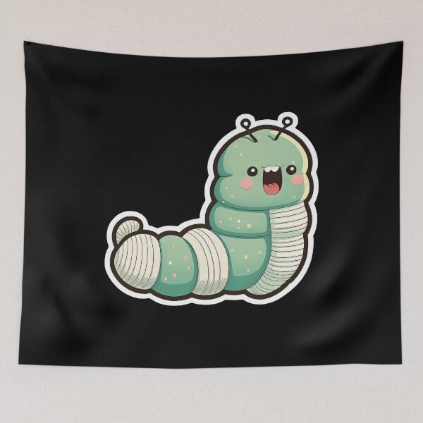 Item preview, Very Cute Caterpillar Very Happy Cartoon Anime Insect designed and sold by AnimalArtPhotos.