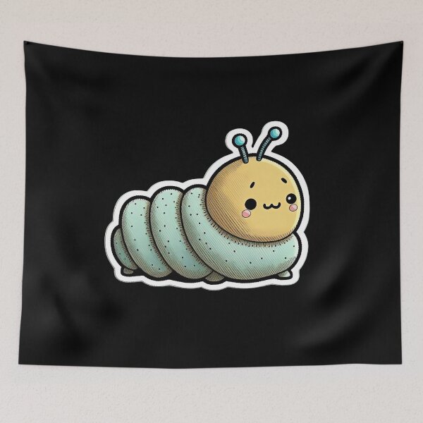 Item preview, Cartoon Caterpillar Very Happy Cartoon Anime Insect designed and sold by AnimalArtPhotos.