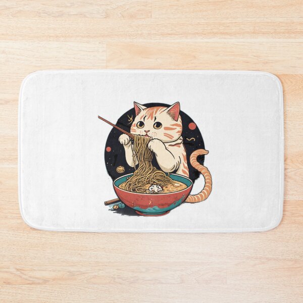 Item preview, Cute Cat Eating Ramen   designed and sold by PharaohofSedona.