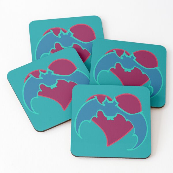 Item preview, hearts & bats in teal blue burgundy red against blue-green designed and sold by DigitalEurydice.
