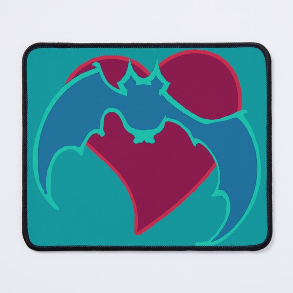 Item preview, hearts & bats in teal blue burgundy red against blue-green designed and sold by DigitalEurydice.