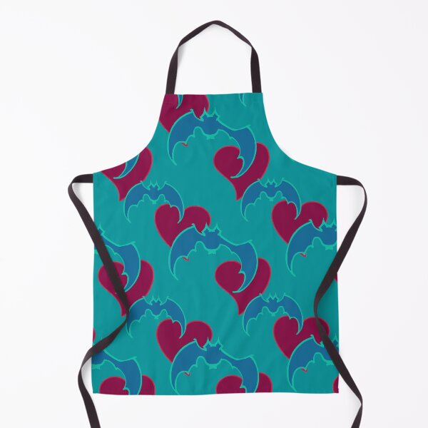 Item preview, hearts & bats in teal blue burgundy red against blue-green designed and sold by DigitalEurydice.