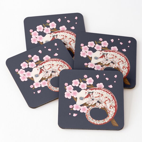 Item preview, Red Stripe Gargoyle Gecko With Sakura Flowers designed and sold by anacecilia.