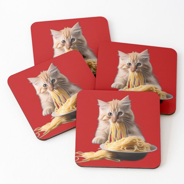 Item preview, cat eating spaghetti  designed and sold by Taous ⭐⭐⭐⭐⭐.