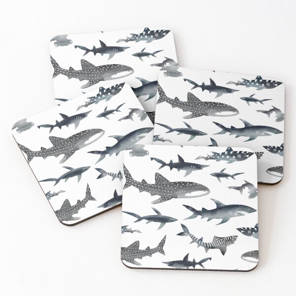 Item preview, Sharks! Sharks! Sharks! Dark Ocean Watercolour designed and sold by jesschampagne.