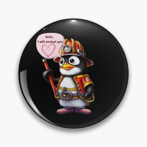 Item preview, Firefighter, i will protect you, penguin designed and sold by HarriPaloma.