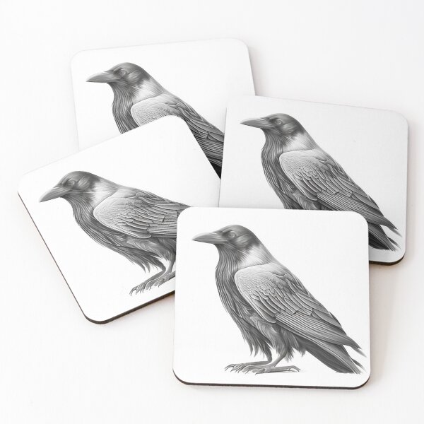 Item preview, Black and white Raven pencil drawing designed and sold by Pencil-Art.
