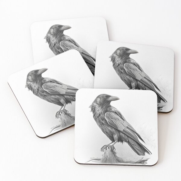 Item preview, Black and white Raven pencil drawing designed and sold by Pencil-Art.