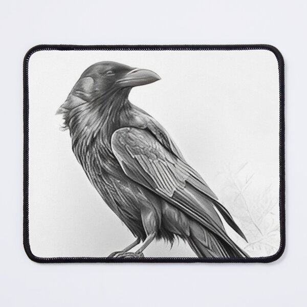 Item preview, Black and white Raven pencil drawing designed and sold by Pencil-Art.