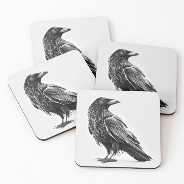 Item preview, Black and white Raven pencil drawing designed and sold by Pencil-Art.