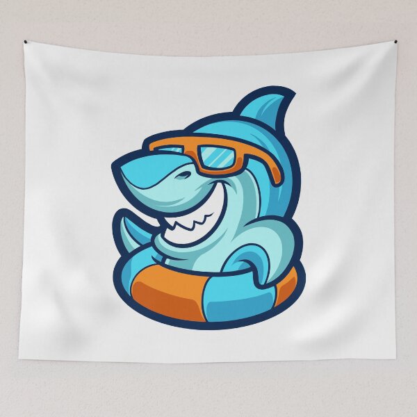 Item preview, Radical Cool Retro Shark Swimming designed and sold by mkzmerch.