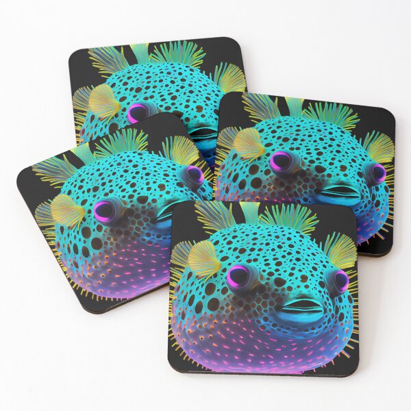 Item preview, Fluorescent Puffer Fish - Under The Sea Neon designed and sold by mcmtdesigns.