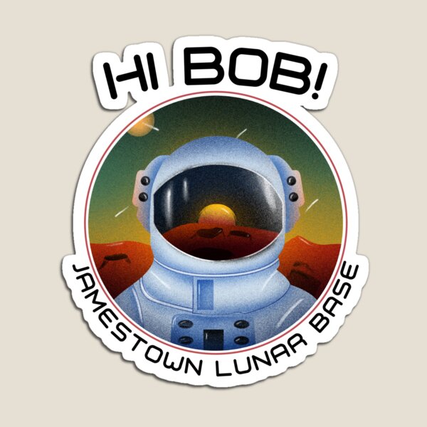 Vista previa del artículo con la obra «Para toda la humanidad, hola Bob, base lunar de Jamestown», diseñado y vendido por Castle-Kojin.