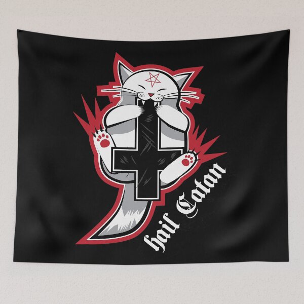 Item preview, Hail Catan - Satanic cat plays with cross designed and sold by Skady666.