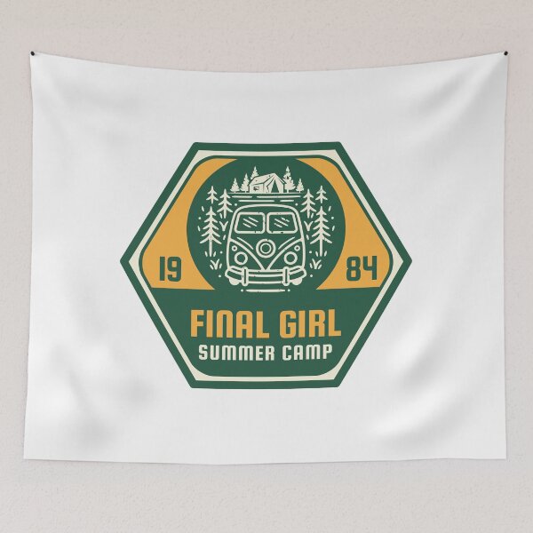 Item preview, Final Girl Summer Camp 1984 Classic Vintage Horror influenced 80s movie design designed and sold by RetroDesignsNW.