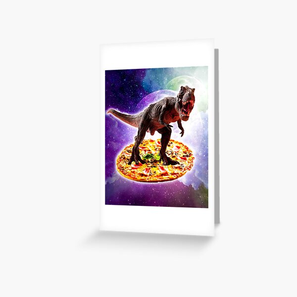 Item preview, Tyrannosaurus Rex Dinosaur Riding Pizza In Space designed and sold by SkylerJHill.