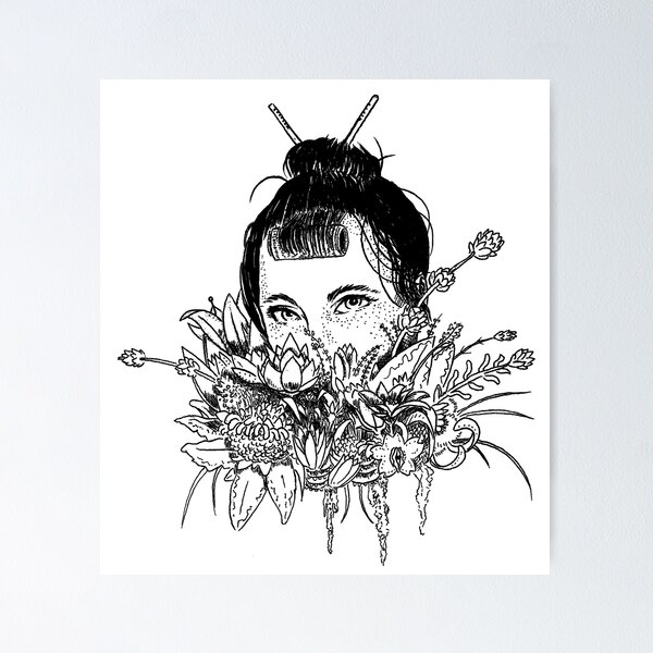 Item preview, 'Flower Girl with Bang Roller' beautiful t-shirt design designed and sold by samspires.