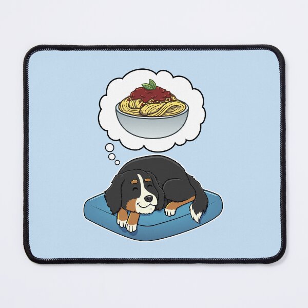 Artikelvorschau, Bernese Mountain Dog dreaming about Spaghetti Bolognese entworfen und verkauft von DoggieDelights.