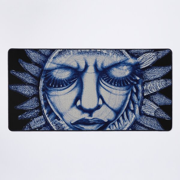Item preview, Dark Sun Face Blue Sketch Art Emotional Sad Angry Sun Alien Dark Star Face  designed and sold by WhitePinesVale.
