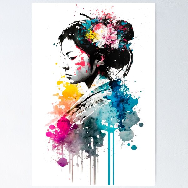 Japanese Painting Best Wall Art Geisha Watercolor Painting 1