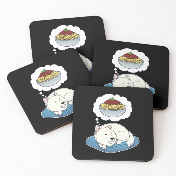Item preview, Samoyed dreaming about Spaghetti Bolognese designed and sold by DoggieDelights.