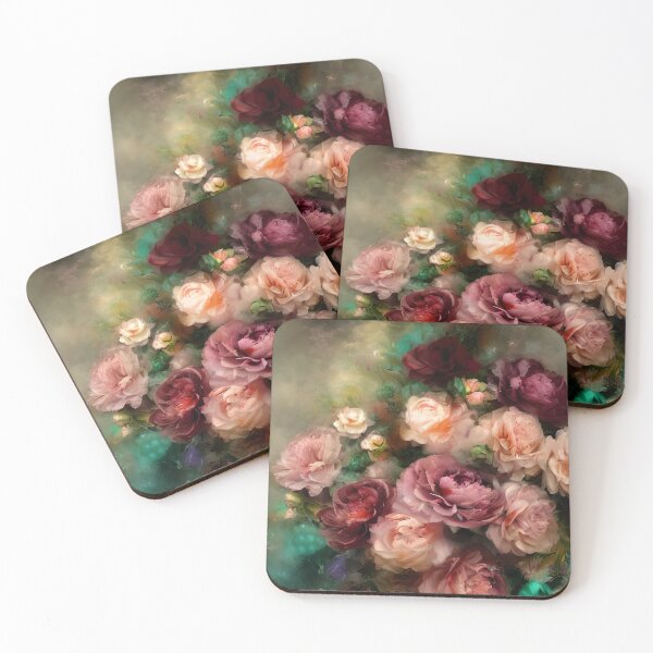 Item preview, Roses Vintage Soft Pink And Burgundy Painted In Watercolor Botanical Midnight Garden Flowers designed and sold by IZiets.