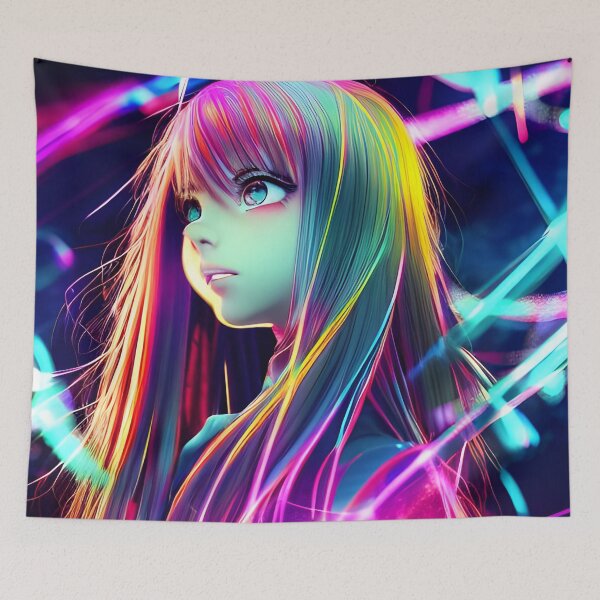 Item preview, Anime Girl Portrait - Hologram Style designed and sold by Dalive.