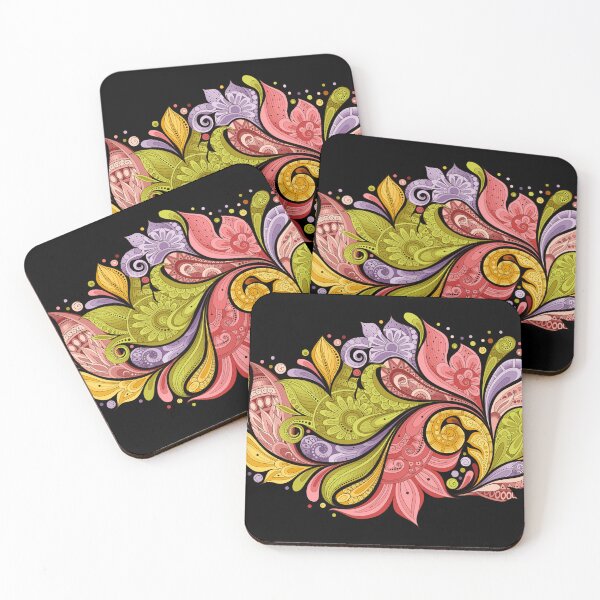 Item preview, Paisley Garden Indian Style Print on Black designed and sold by lissantee.