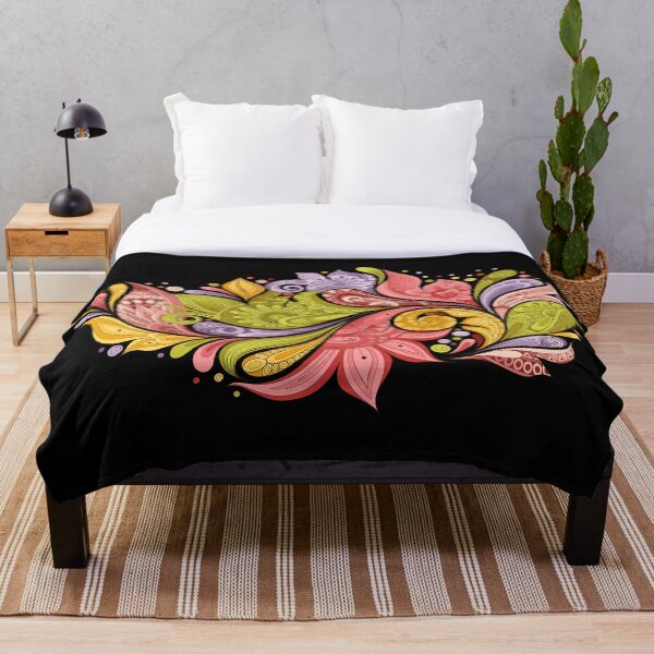 Item preview, Paisley Garden Indian Style Print on Black designed and sold by lissantee.