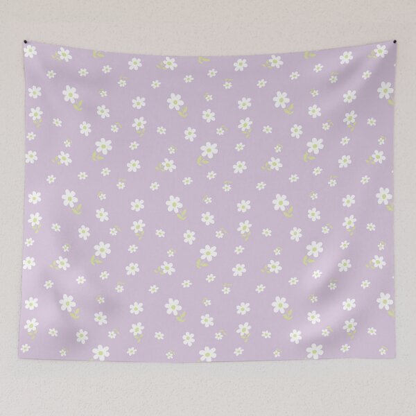 Item preview, DITSY PRAIRIE VINTAGE RETRO FLORALS AND FLOWERS LILAC WHITE GREEN designed and sold by blomastudios.