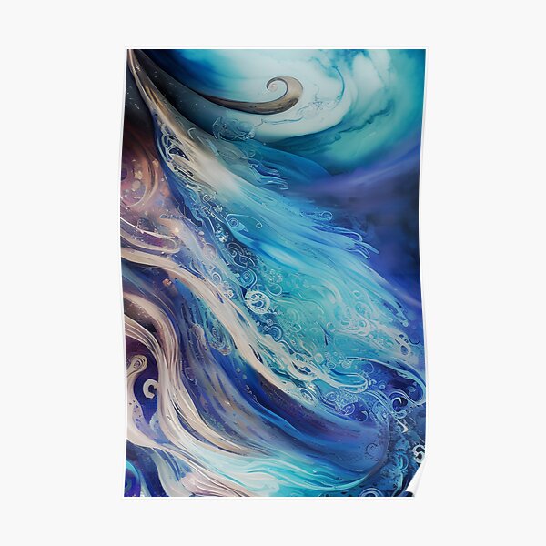 Ocean Waves #3 Art Print, Digital Abstract Art Poster