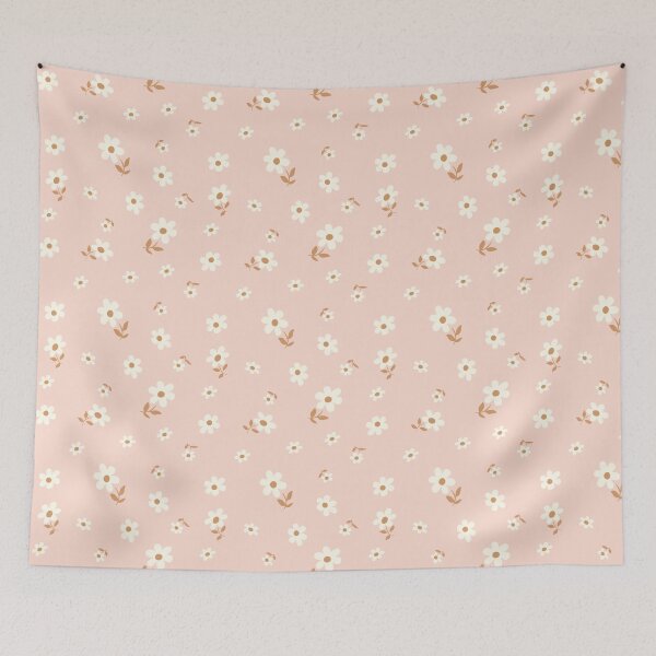 Item preview, DITSY PRAIRIE VINTAGE RETRO FLORALS AND FLOWERS TERRACOTTA CORAL BLUSH WHITE GREEN designed and sold by blomastudios.