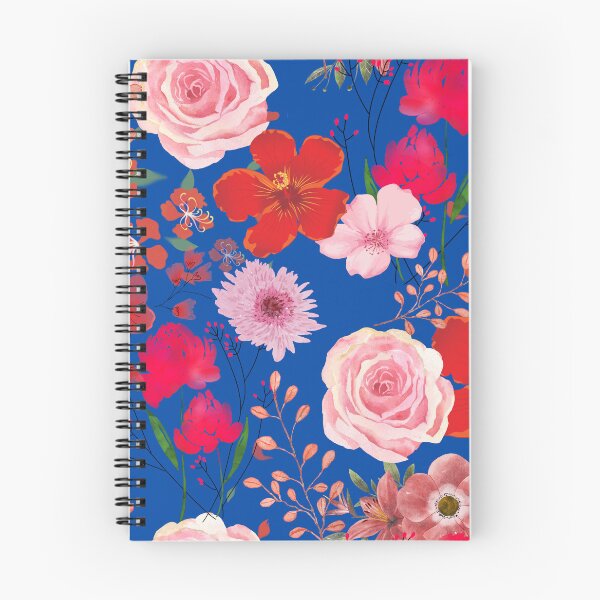 Item preview, Red and Pink Watercolour Flowers On Blue designed and sold by RiadMannan.
