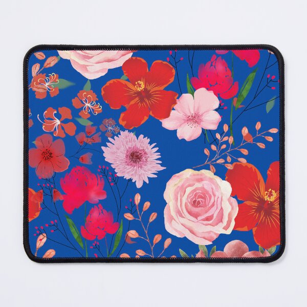 Item preview, Red and Pink Watercolour Flowers On Blue designed and sold by RiadMannan.