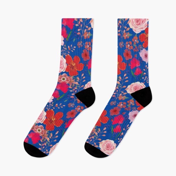 Item preview, Red and Pink Watercolour Flowers On Blue designed and sold by RiadMannan.