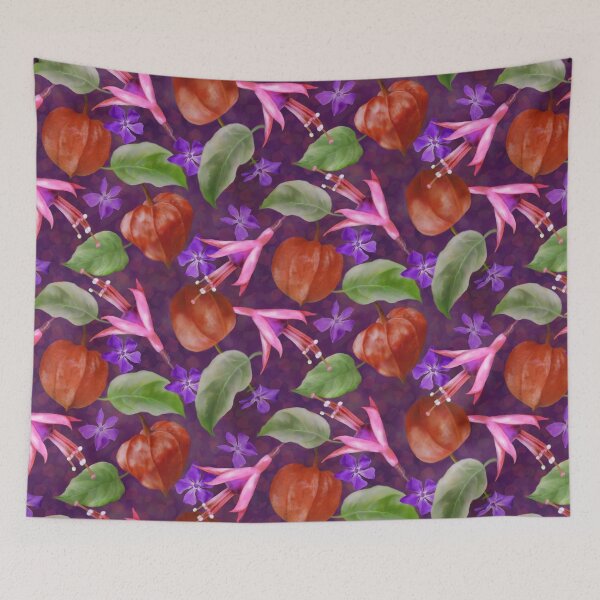 Item preview, Flowers Garden Fuchsia Physalis  Seamless Pattern Design  designed and sold by Tina Veenstra.