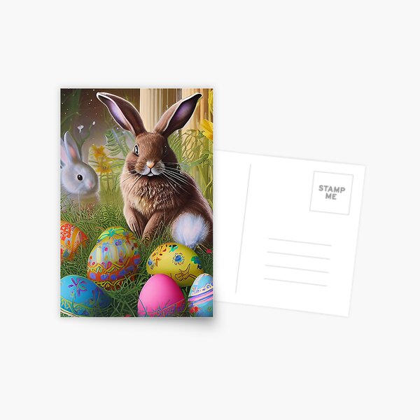 Item preview, Colorful Festive Easter Eggs Easter Bunny Spring Flowers Version 20 designed and sold by DreamingAwake1.