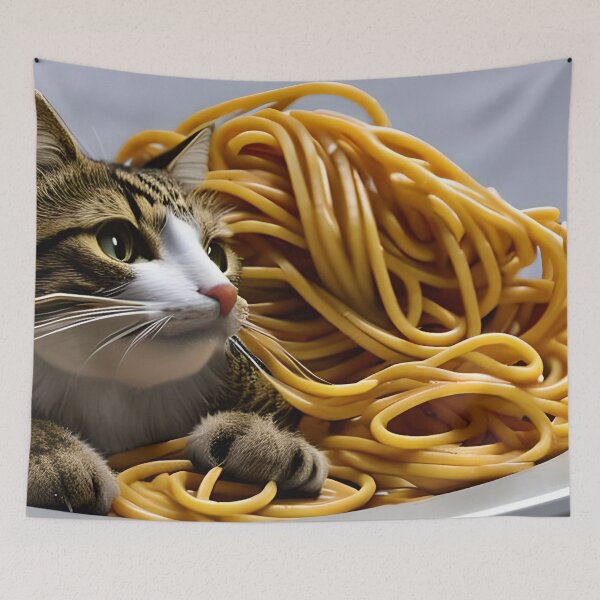 Item preview, Cat eating spaghetti designed and sold by doomwalker2010.