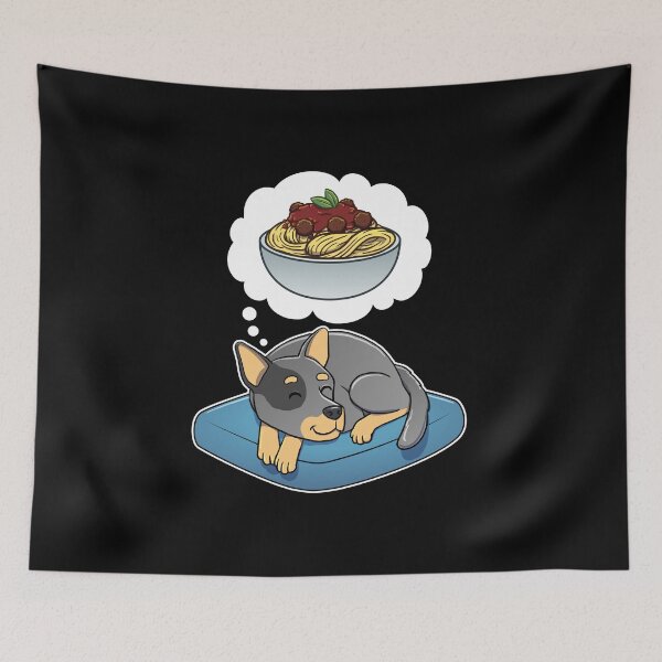 Item preview, Australian Cattle Dog dreaming about Spaghetti Meatballs designed and sold by DoggieDelights.