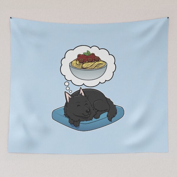 Item preview, Belgian Sheepdog dreaming about Spaghetti Meatballs designed and sold by DoggieDelights.
